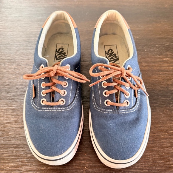 Vans Other - Vans Era Canvas Navy Sneakers Leather Trim Unisex